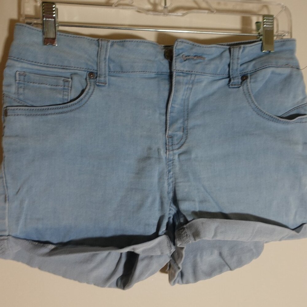 Light Wash Wax Jean Shorts